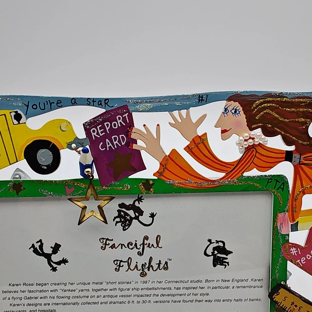 Karen Rossi Silvestri Fanciful Flights‎ Teacher Frame 4x6 School Bus Vintage